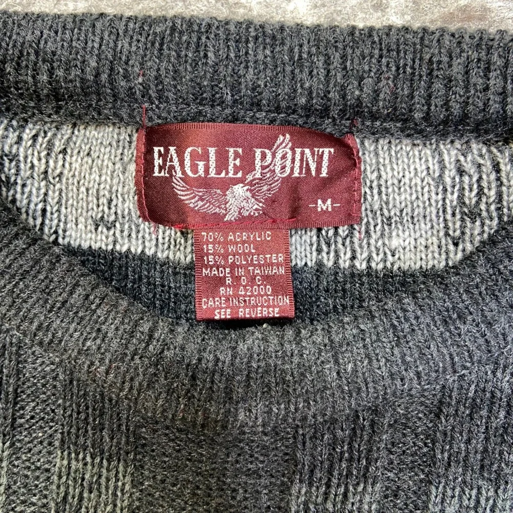 Eagle‎ Point Men's Gray Plaid Pattern Crew Neck Sweater Size M